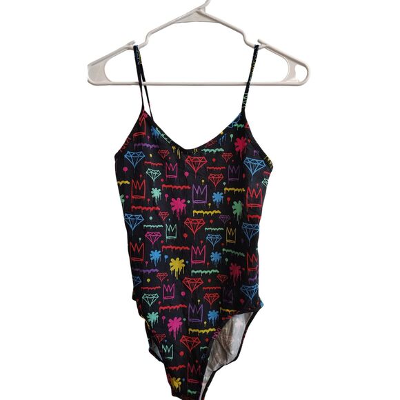 Ethika Women's Large Crown and Diamond Print One Piece Swim Suit - Picture 1 of 3